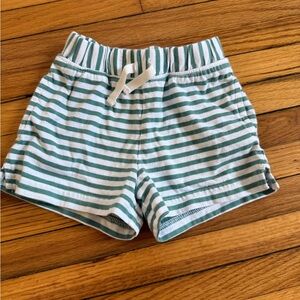 Primary Green and White Striped Shorts